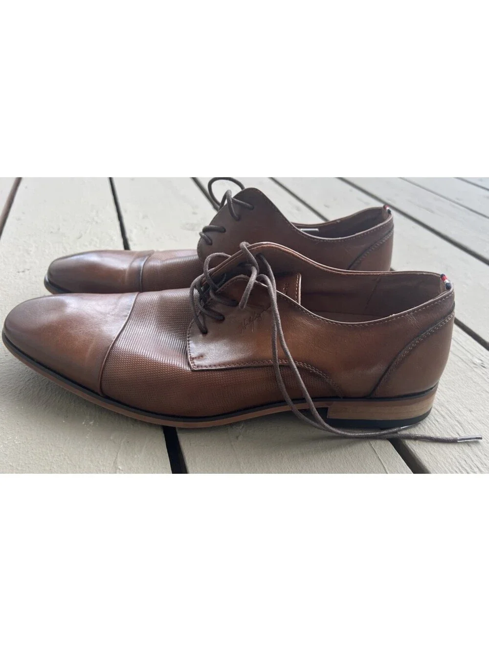 Tommy Hilfiger Sheldon Men's Oxford Dress Shoes Size 12 Brown Lace-Up Cap Toe